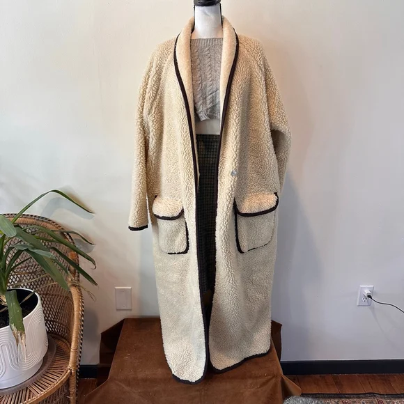 Free People Irresistible Teddy Cardigan Coat | Plush Faux Shearling Maxi | Large - Picture 4 of 9